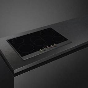 Plita vitroceramica incorporabila Smeg P875AO, 8600 W, 6 trepte, 5 zone, Oprire automata in caz de supraincalzire, Indicator de caldura reziduala, Antracit