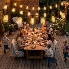 HOMCOM Lanț de Lumină, Lumini LED 50, 18 m, IP44 Impermeabile, Decorațiuni pentru Interior și Exterior, Grădină, Alb Cald | Aosom Romania