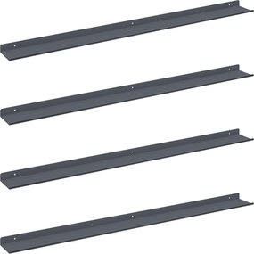vidaXL Raft suspendat Pe perete 4 pcs Antracit 100 x 9 x 2,5 cm Oțel