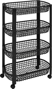 Raft extensibil cu 4 coșuri PP negru