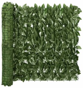 vidaXL Paravan de balcon, frunze verde închis, 300x75 cm