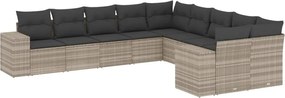 vidaXL Set canapele de grădină cu perne 10 piese gri deschis poliratan