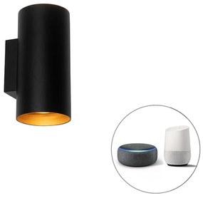 Lampă de perete inteligentă neagră cu auriu 2 lumini inclusiv WiFi GU10 - Sab
