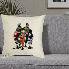 Perna Personalizata Naruto Echipa 7 Kakashi Sensei, 40x40 cm, Ecru, Husa Detasabila, Perna Inclusa, BEKZ®