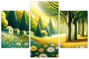 Tablou - Sat în galben-verde (90x60 cm)