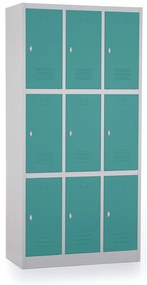 Dulap metalic - 9 cutii, 90 x 45 x 185 cm, blocare, verde - ral 6033