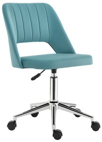 Vinsetto Scaun de birou ergonomic pivotant 360°, spate striat aerisit, înălțime reglabilă, tapițerie catifea, 49x60x91 cm, albastru | Aosom Romania