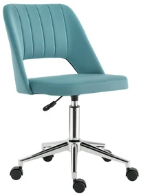 Vinsetto Scaun de birou ergonomic pivotant 360°, spate striat aerisit, înălțime reglabilă, tapițerie catifea, 49x60x91 cm, albastru | Aosom Romania