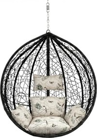 Scaun suspendat negru KOKON fara suport, perna bej