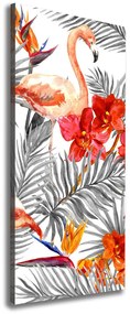 Tablou canvas Flamingos și flori