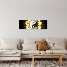 Tablou - Yin-Yan de aur (cu ceas) (90x30 cm)