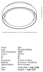 Plafoniera LED de exterior iluminat IP65 Kybel D-27cm