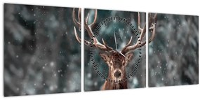 Tablou - Cerbul majestic (cu ceas) (90x30 cm)
