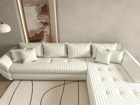 Colțar extensibil dumonde cu ladă de depozitare si sezut confortabil din spuma high-density, Loana XL Ambience Ivory II 335x185 cm