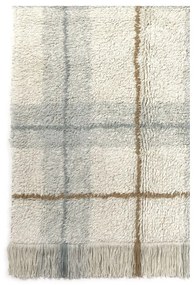 Covor crem-verde salvie lavabil, țesut manual din bumbac 140x190 cm Tartan Blue Sage – Lorena Canals