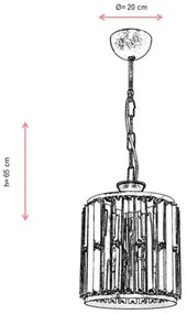 Candelabru pe lanț CRYSTALLINE, 1xE27/6W/230V, bronz