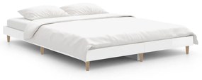 832071 vidaXL Cadru de pat, alb extralucios, 140x190 cm, lemn prelucrat