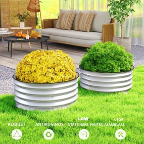 Outsunny Set 2 Paturi Înălțate de Gradină, Jardiniere Exterior cu Margine Protecție, Ideal pentru Flori și Legume, Design Ergonomic | Aosom Romania