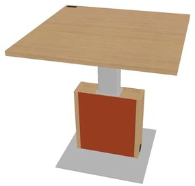 Masă de conferință reglabilă Verno+ S 120 x 120 cm, stejar deschis / portocaliu