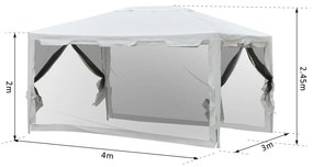 Outsunny Foisor in Tesatura PE cu Plasa de Tantari Alb, 4x3m