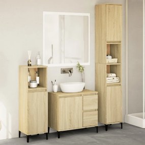 vidaXL Set mobilier de baie, 3 piese, stejar sonoma, lemn prelucrat