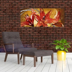 Tablou cu flori de crini (120x50 cm)