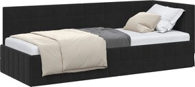 vidaXL Cadru de pat colțar cu headboard Negru 80 cm x 200 cm Catifea