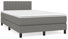vidaXL Pat box spring cu saltea, gri închis, 120x190 cm, textil
