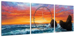 Tablou - Apus de soare (cu ceas) (90x30 cm)