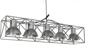 Lustră suspendată din metal, gri și negru, cu 5 brațe, 24 x 115 x 24 cm, „Charroux”