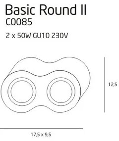 Plafoniera aplicata alba cu 2 spoturi, BASIC ROUND II WH C0085 MX