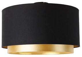 Plafoniera moderna neagra cu auriu 47 cm cu abajur dublu - Combi
