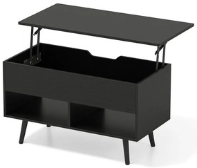 Măsuță de cafea cu blat ridicabil, neagră