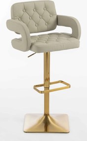 HR8403KW Scaun Ecru Piele Ecologica Premium Soft cu Bază Aurie