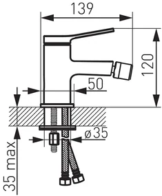Baterie bideu cu ventil Ferro Stratos, Crom - BSC6