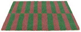 Covoraș de intrare din fibre de nucă de cocos 40x60 cm Pink &amp; Green Half Stripes – Artsy Doormats