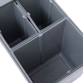 HOMCOM Cos de Gunoi Ecologic cu 3 Containere Separate Capacitate Total 40L, Gri 48x34.2x41.8cm