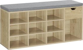 Pantofar cu banca cu sezut gri si sertar TAYLOR ARTISAN 104x30x48 cm, alb