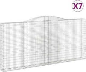 vidaXL Coșuri gabion arcuite 7 buc, 400x30x180/200 cm, fier galvanizat