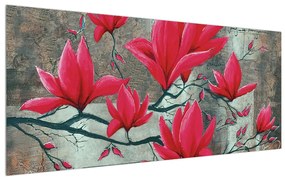 Tablou cu flori roșii (120x50 cm), în 40 de alte dimensiuni noi