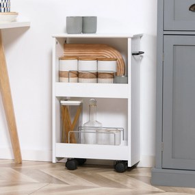 Kleankin Cărucior Multifuncțional pentru Baie și Bucătărie, Spațiu-Eficient, din MDF, 42.5x20.3x66.7 cm, Design Compact | Aosom Romania