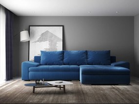 Colțar extensibil dumonde cu ladă de depozitare si sezut confortabil din spuma high-density, Leonardo Zoom Albastru 260x185 cm II