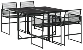 3295033 vidaXL Set mobilier de grădină, 5 piese, negru, poliratan