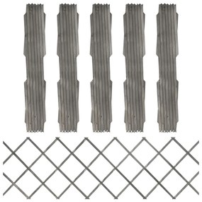vidaXL Garduri din spalier, 5 buc., gri, 180x60 cm, lemn masiv de brad
