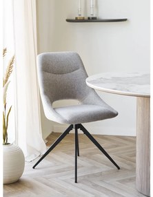 Scaun de dining Dokka cu rotire, culoare nisip, picioare negre