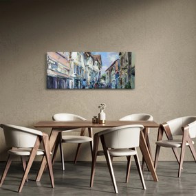Tablou - Strada orașului vechi, pictură acrilică (120x50 cm)