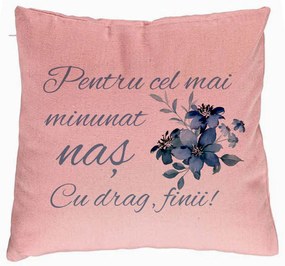 Perna Decorativa pentru Nas 1, 40x40 cm, Roz, Husa Detasabila, Burduf