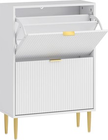 HOMCOM Dulap pentru pantofi pentru 12 perechi de pantofi cu 2 sertare rabatabile, Alb | Aosom Romania