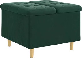 vidaXL Ottomană de depozitare Verde închis 60 x 60 x 45 cm Catifea