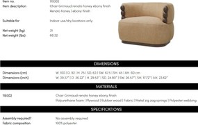 Fotoliu design LUX, Lemn, Tesatura Renato honey, Grimaud